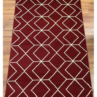 Antep Rugs Kashan King Collection 507 Trellis Area Rug Maroon and Cream - 5' x 7'