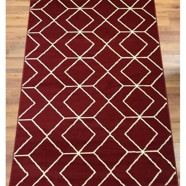 Antep Rugs Kashan King Collection 507 Trellis Area Rug Maroon and Cream - 5' x 7'