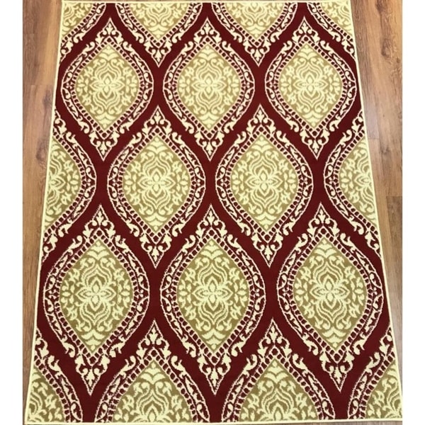 Antep Rugs Kashan King Collection 512 Area Rug Maroon and Beige - 5' x 7'