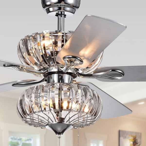 Kyana 6-light Crystal 5-blade 52-inch Chrome Ceiling Fan ...