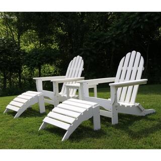 Havenside Home Nelson 4-piece Recycled Plastic Folding Adirondack Chairs with Ottomans Set