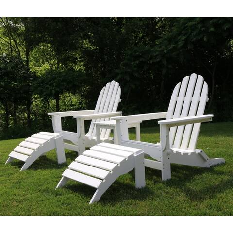 Nelson 4-piece Recycled Plastic Folding Adirondack Chairs with Ottomans Set by Havenside Home