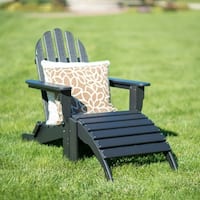 Wyndtree 2 Piece Recycled Plastic Folding Adirondack Chair with Ottoman Set, Made in USA