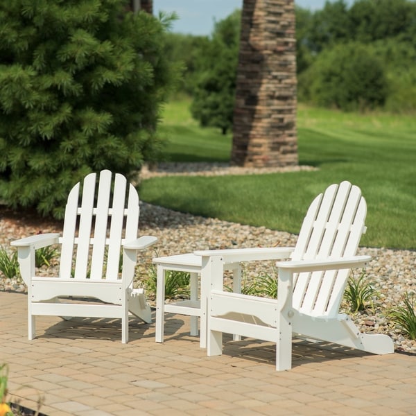 plastic adirondack chairs and side tables