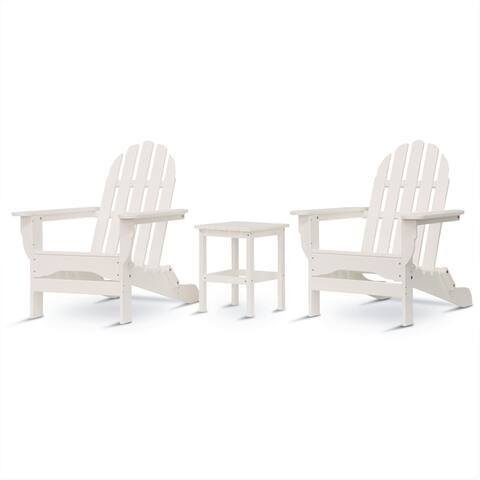 Nelson 3-piece Recycled Plastic Folding Adirondack Chairs and Side Table Set by Havenside Home