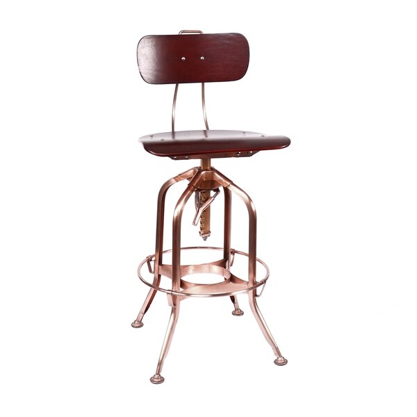 Toledo Red Walnut/Vintage Copper Adjustable High Back Bar Chair 25 - 30 Inch