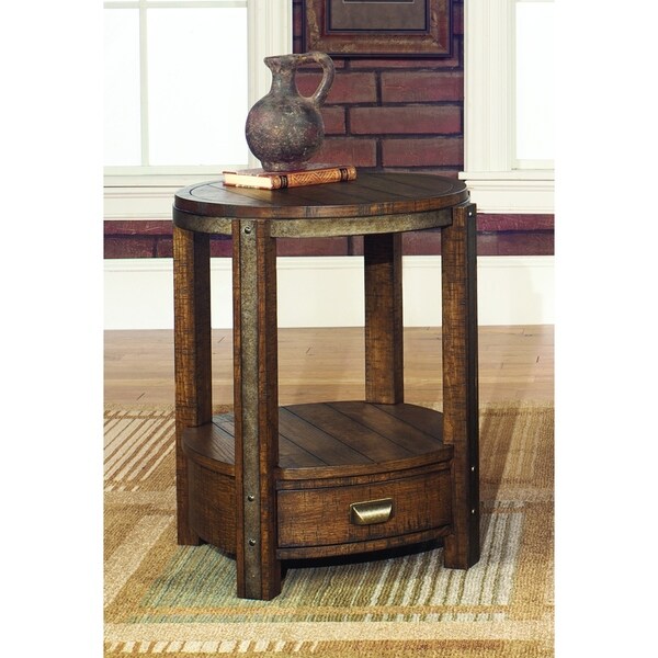 Wood Veneer End Table With Metal Accents By Heartwood Crossing