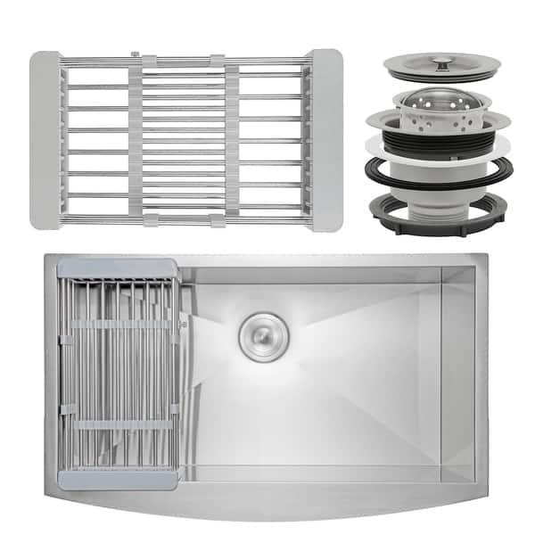 AKDY 33 L x 22 W Drop-In Kitchen Sink with Adjustable Tray and