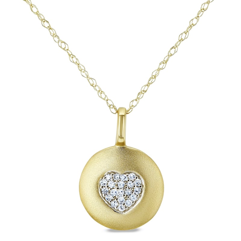 Annello by Kobelli 10k Yellow Gold Diamond Accented Heart Tag Necklace, 18in