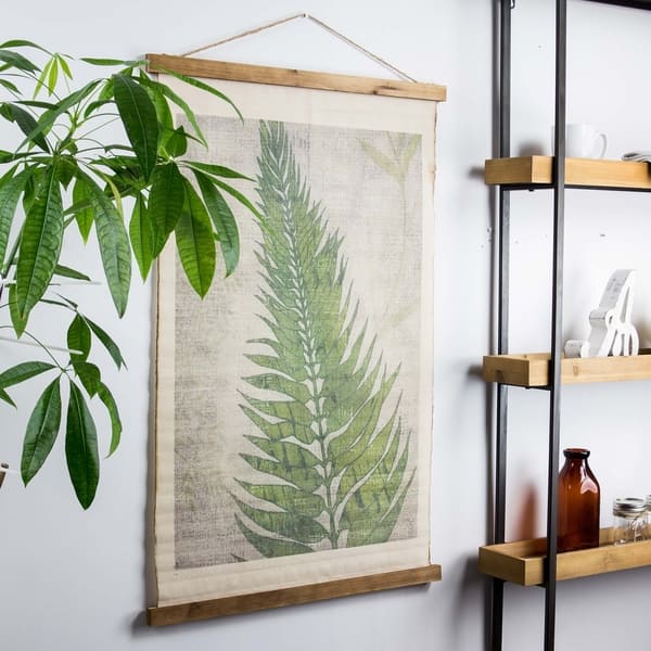 slide 2 of 6, American Art Decor Fern Leaf Wall Scroll Tapestry with Rope