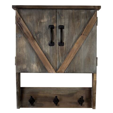 American Art Decor Farmhouse Wall Hanging Storage Cabinet & Hooks