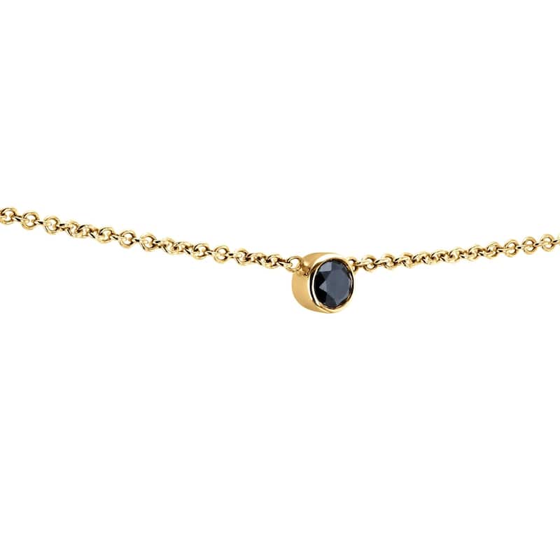 Annello by Kobelli 14k Gold 1/6 Carat Black Diamond Bezel Solitaire Necklace, Adjustable 13 14 15 Inch