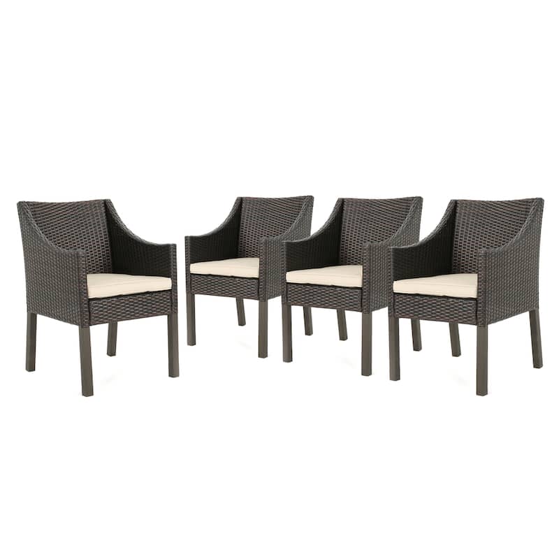 Antibes Outdoor Wicker Dining Chair with Cushions (Set of 4) by Christopher Knight Home