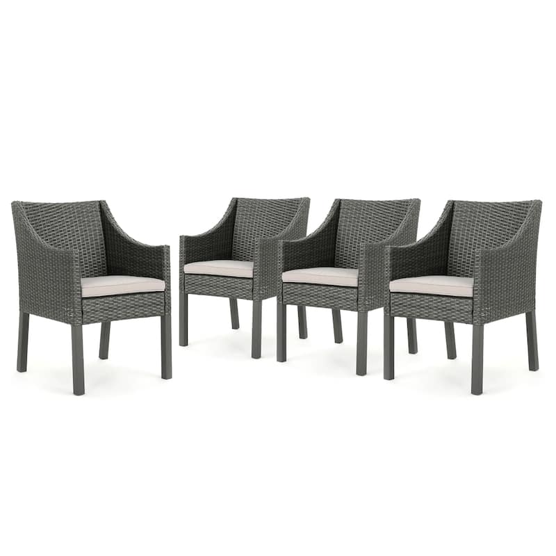 Antibes Outdoor Wicker Dining Chair with Cushions (Set of 4) by Christopher Knight Home