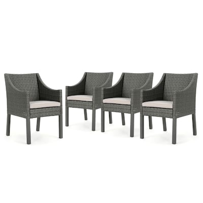 Antibes Outdoor Wicker Dining Chair with Cushions (Set of 4) by Christopher Knight Home
