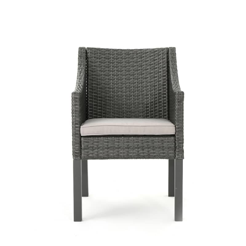 Antibes Outdoor Wicker Dining Chair with Cushions (Set of 4) by Christopher Knight Home