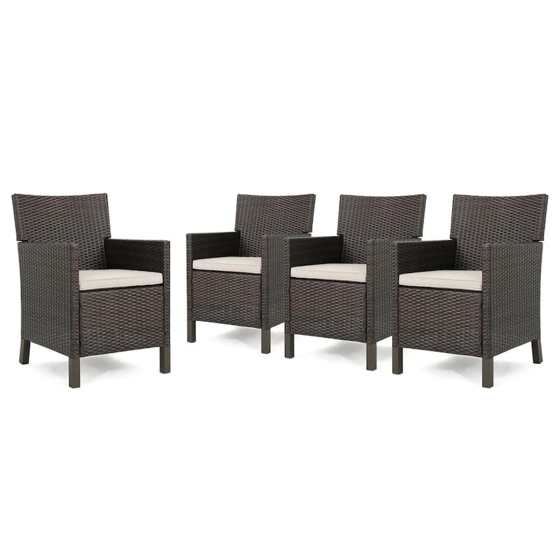 Cypress Outdoor Wicker Dining Chair with Cushions (Set of 4) by Christopher Knight Home