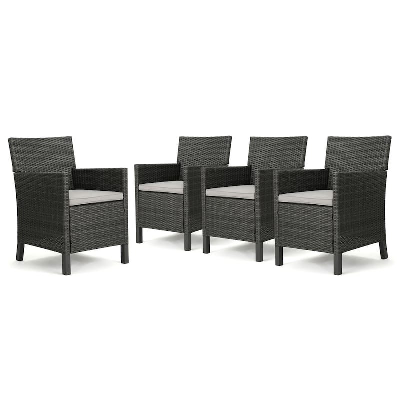 Cypress Outdoor Wicker Dining Chair with Cushions (Set of 4) by Christopher Knight Home