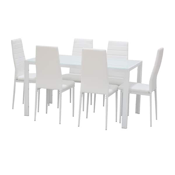 Ids Home 7 Pieces Modern Gl Dining Table Set Faxu Ids Home 7 Pieces Modern Gl Dining Table Set Faxu