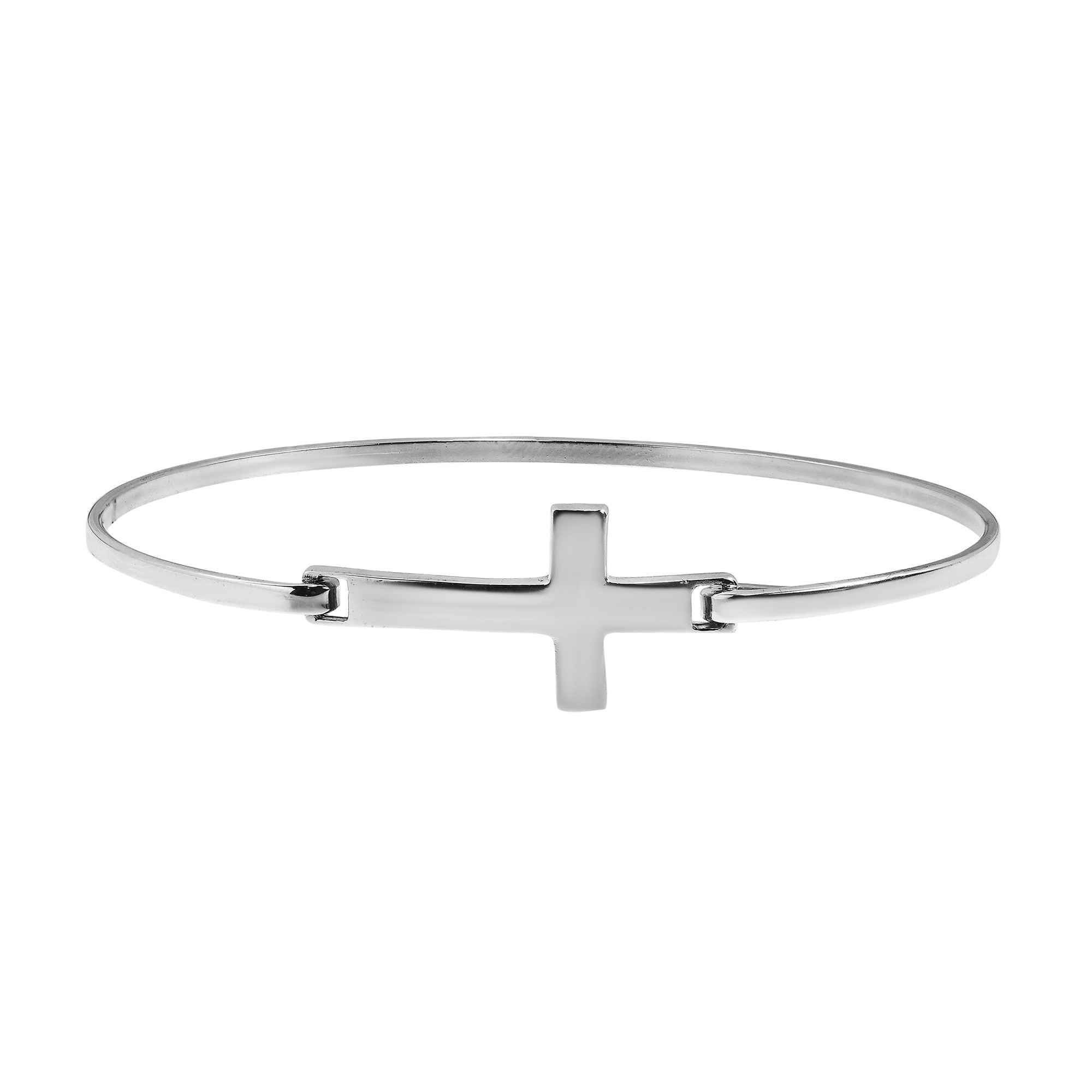 Handmade Sideways Cross Sterling Silver Bangle Bracelet Thailand Handmade Sideways Cross Sterling Silver Bangle Bracelet Thailand