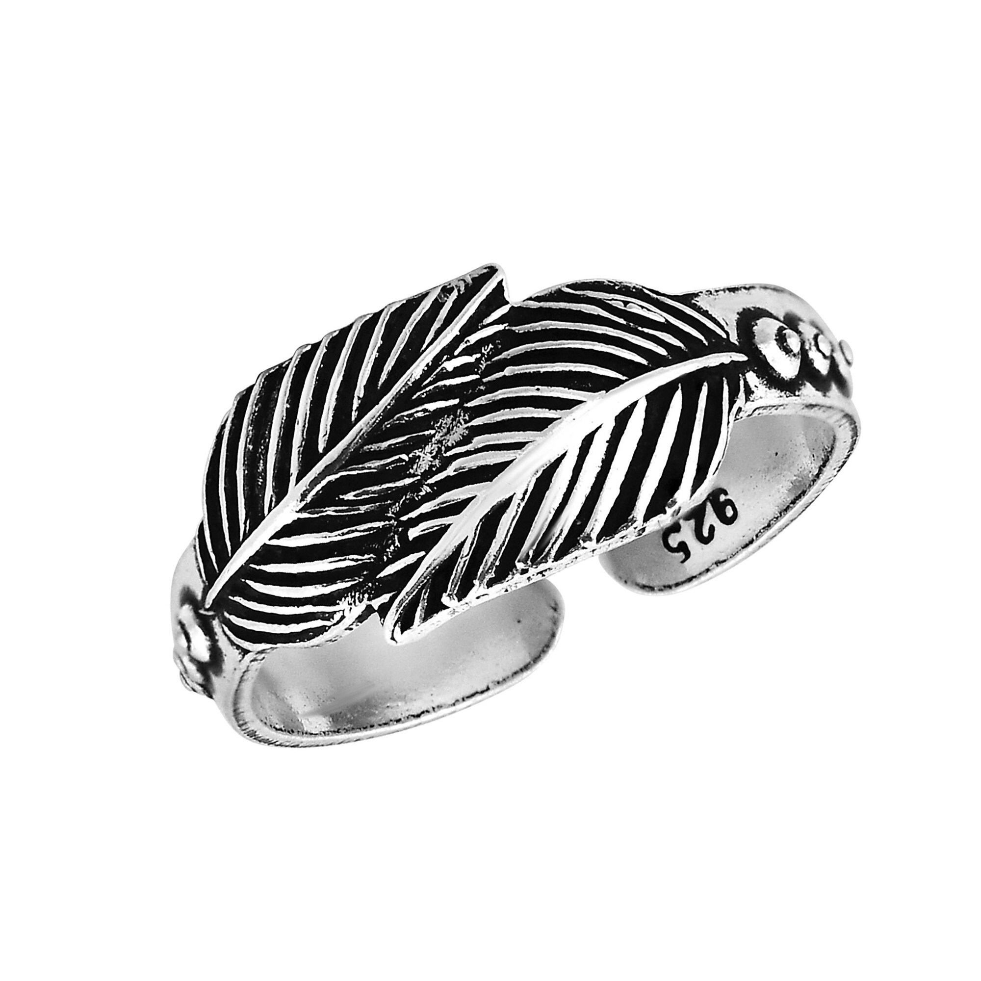 Sterling Silver Toe Ring Jewelry For Women Double Leaf or Feather Wrap
