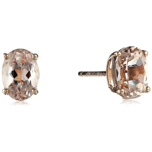 10KT Rose Gold 1.29ctw Morganite Studs Earrings - Peach