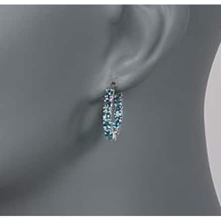 Sterling Silver 4.4ctw London Blue Topaz Hoops Earrings 0.75"L