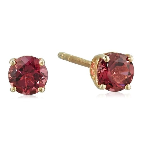 10k Yellow Gold Genuine Pink Tourmaline Topaz 4mm Round Stud 10k Yellow Gold Genuine Pink Tourmaline Topaz 4mm Round Stud Earrings