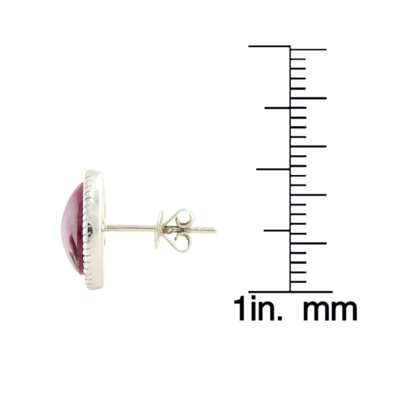 Sterling Silver 7.45ctw Ruby Studs Earrings 0.50"L - Red