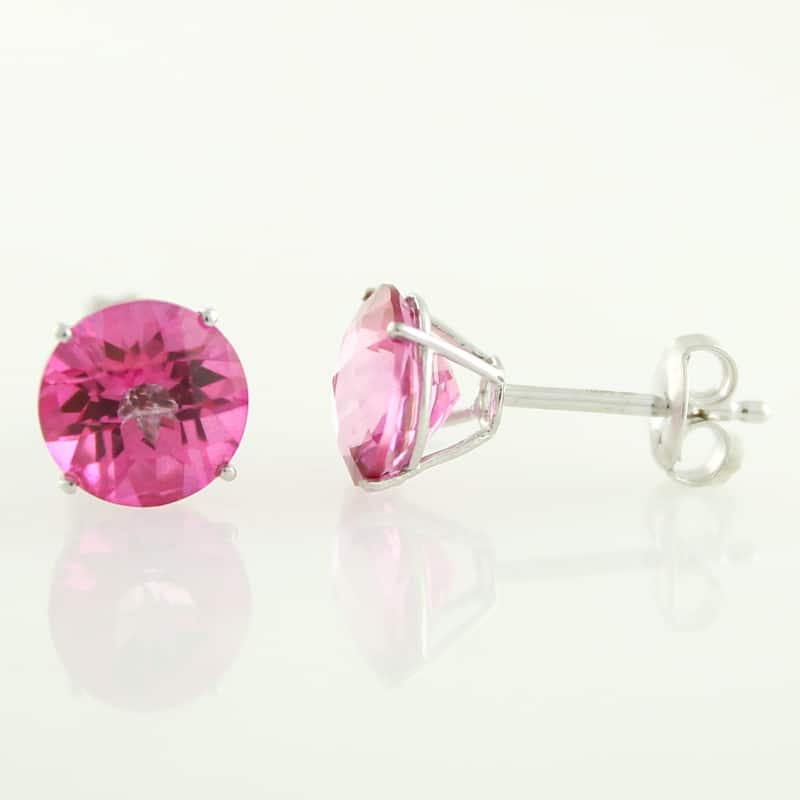 Sterling Silver 4.38ctw Pink Topaz Studs Earring 0.31"L