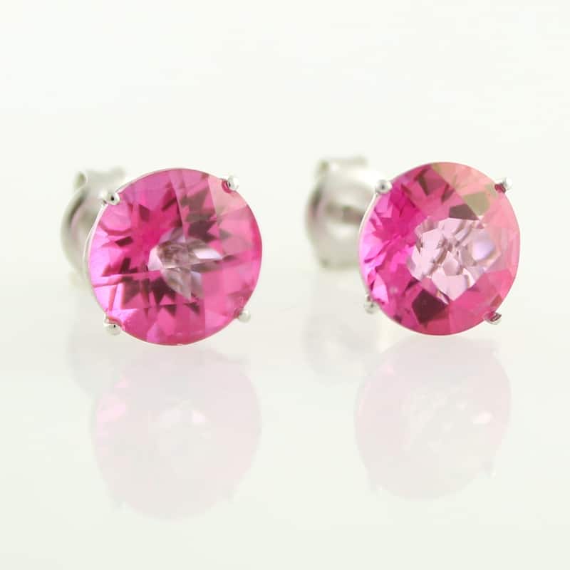 Sterling Silver 4.38ctw Pink Topaz Studs Earring 0.31"L