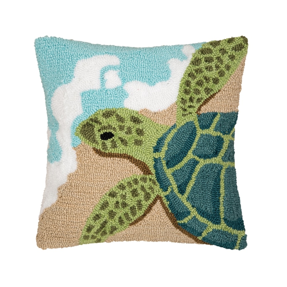C&F Enterprises Turtle Waves Hooked Decorative Throw Pillows 15X15