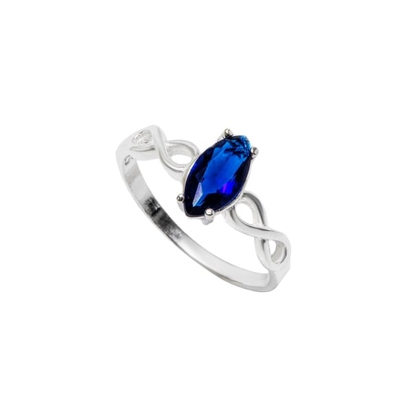 Pori Jewelers Marquise-cut Centered Stone CZ wInfinity Sides Ring in Sterling Silver
