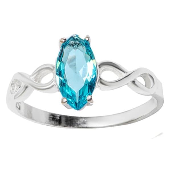 Pori Jewelers Marquise-cut Centered Stone CZ wInfinity Sides Ring in Sterling Silver