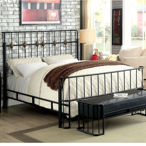 Furniture of America Ryan Modern Black Metal Youth Panel Bed