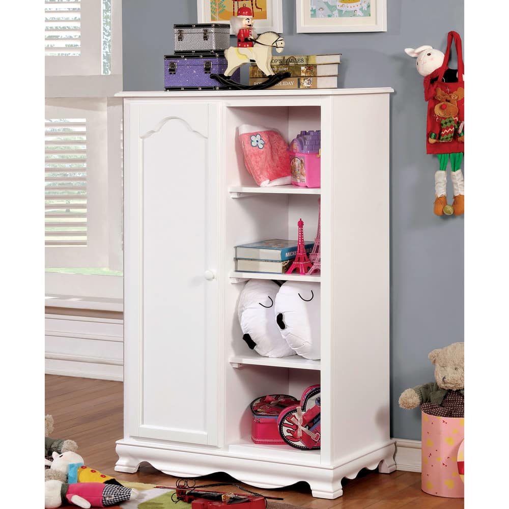 Jevi Transitional Solid Wood 4-Shelf Youth Closet by Furniture of America