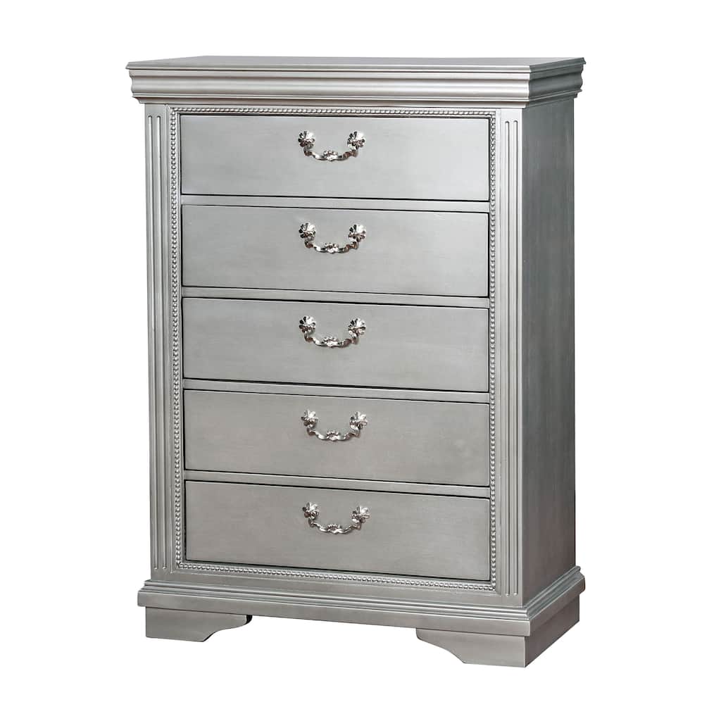 Furniture of America Balm Traditional Silver Solid Wood 5-drawer Chest