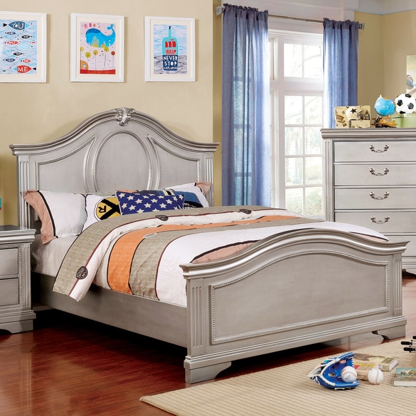 Furniture of America Balm Traditional Silver Solid Wood Panel Bed
