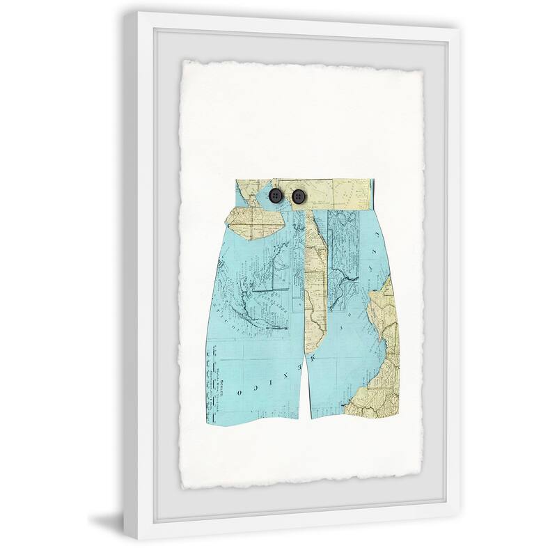 'Map Shorts' Framed Painting Print - Multi-Color