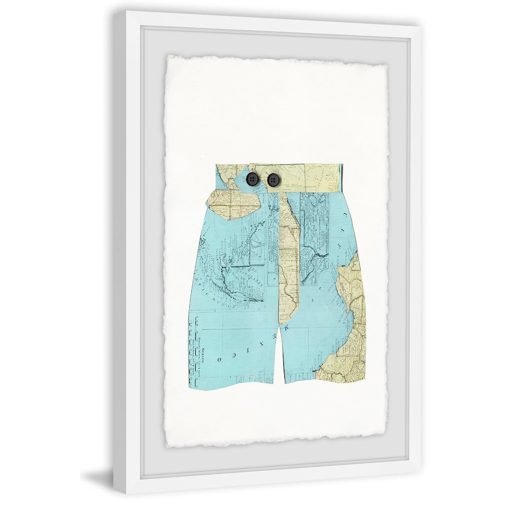 'Map Shorts' Framed Painting Print - Multi-Color