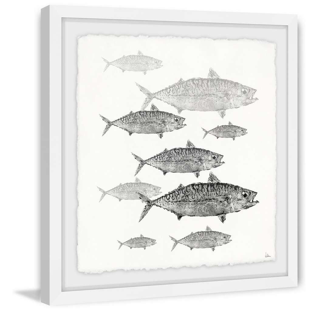 'Freshwater Fish' Framed Painting Print - Multi-Color