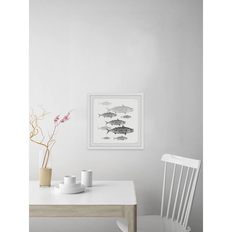 'Freshwater Fish' Framed Painting Print - Multi-Color
