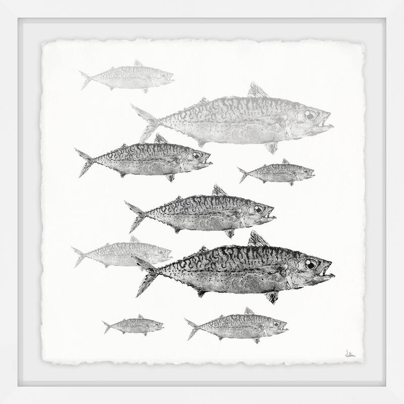 'Freshwater Fish' Framed Painting Print - Multi-Color