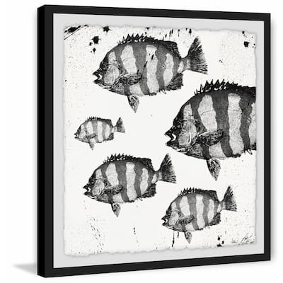 'Barred Fish' Framed Painting Print - Multi-Color