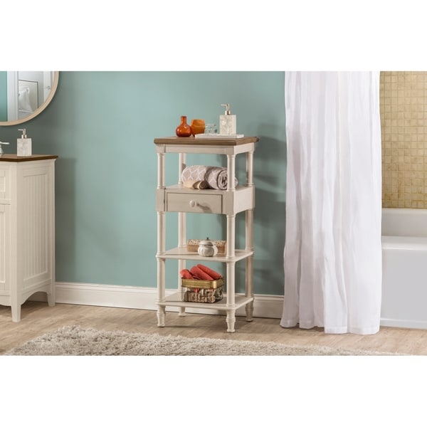 Hillsdale Seneca Tall Basket Stand with Middle Drawer - Baskets Not Included