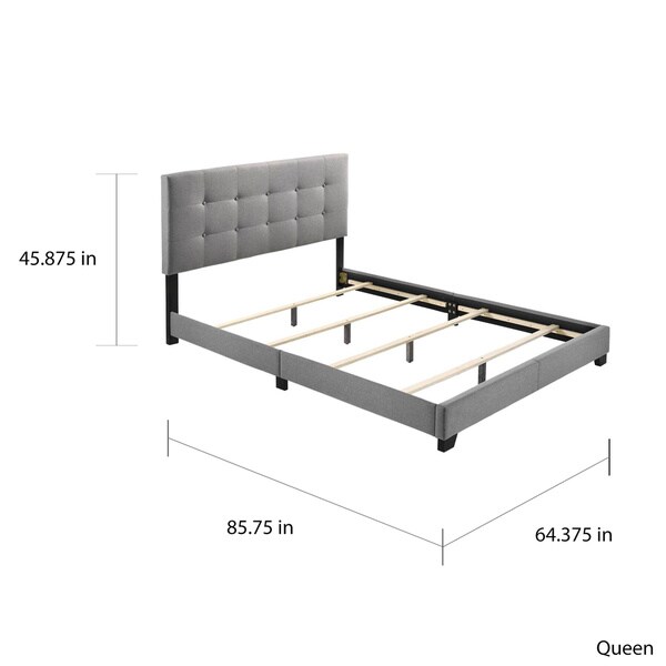 Aria Grey Fabric Upholstered Buttontufted Platform Bed Overstock