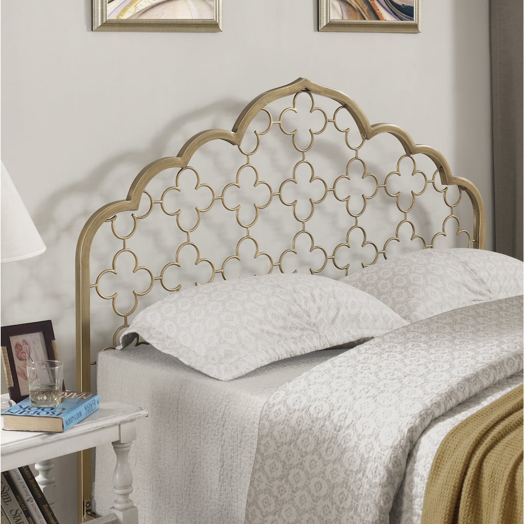 Moroccan Quatrefoil Brushed Gold Queen-size Headboard