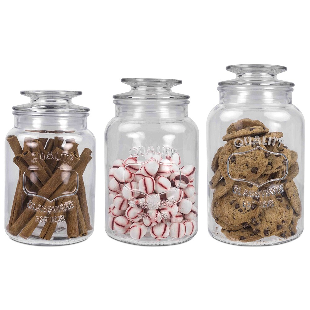 Home Basics Clear 3piece Glass Lid Canister Set Clear eBay