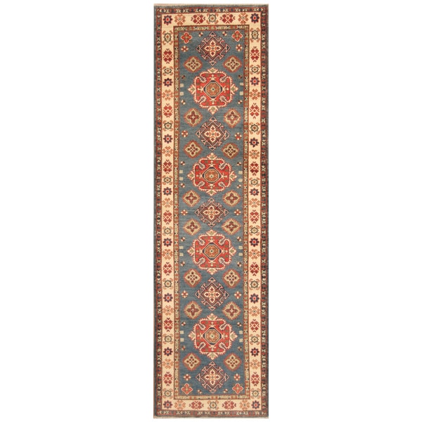 Handmade Herat Oriental Afghan Hand-Knotted Kazak Wool Runner (Afghanistan) - 2'10 x 10'2