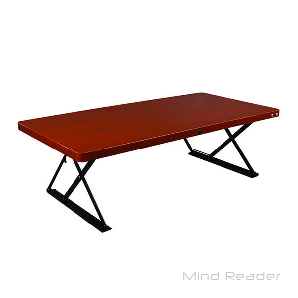 Mind Reader Electric Powered Adjustable Standing Desk with Color Coded Buttons, Brown